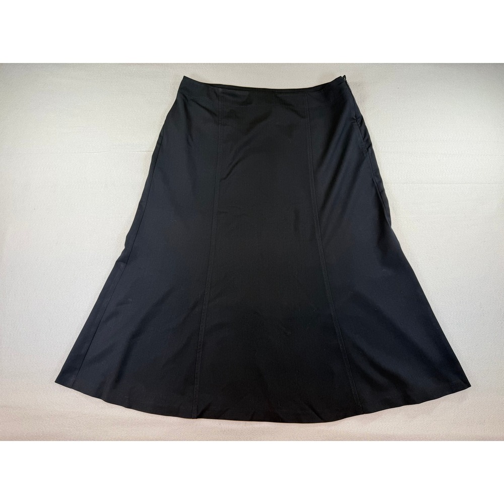 Rena Rowan Black A-Line Midi Skirt Size 14 Career Office Stretch Panel Skirt